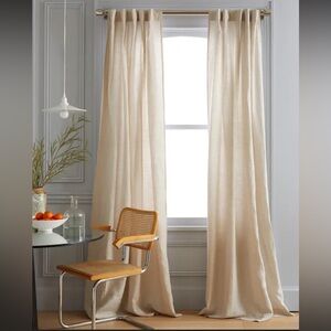 Quince 48”x 108” Flax linen curtain panel light filtering